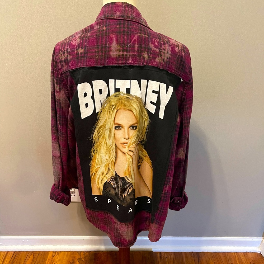 Britney Spears Up cycled Distressed Flannel